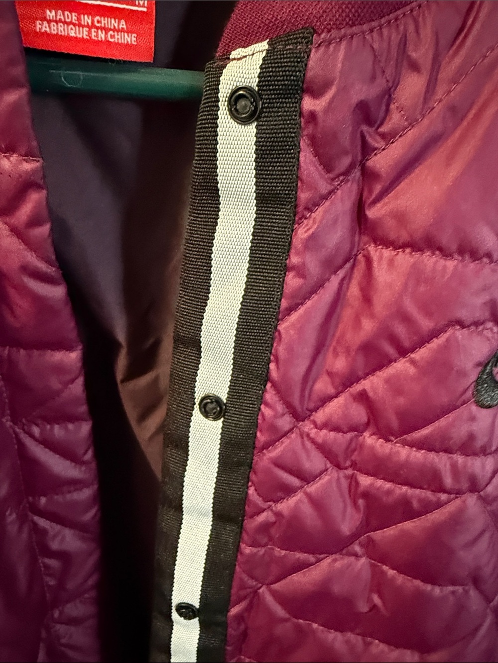 Nike Quilted Bomber Jacket - Burgundy - Picture 6 of 7